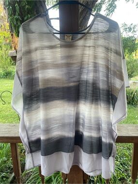 Faded Glory Women's Layered Sheer Gradient Tunic - Gray/Cream